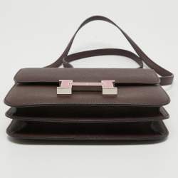 Pre Owned Hermes Rouge Sellier Epsom Leather Framboise Enamel Palladium Finish Constance 18 Bag