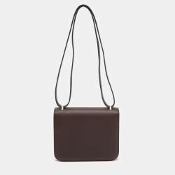 Pre Owned Hermes Rouge Sellier Epsom Leather Framboise Enamel Palladium Finish Constance 18 Bag
