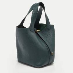 Hermes Vert Cypress Taurillon Clemence Leather Picotin Lock 18 Bag