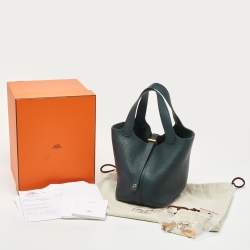 Hermes Vert Cypress Taurillon Clemence Leather Picotin Lock 18 Bag