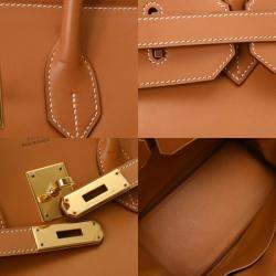 Pre Owned HERMES Birkin 35 Gold F Stamp (around 2002) Unisex Vauchamounie Handbag