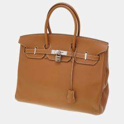 Hermes Birkin 35 Handbag Taurillon Clemence Gold L Engraved Ladies