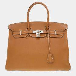 Hermes Birkin 35 Handbag Taurillon Clemence Gold L Engraved Ladies