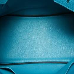 Hermes Turquoise Blue Togo Leather Palladium Finish Birkin 35 Bag