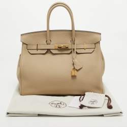 Pre Owned Hermes Trench Togo Leather Gold Finish Birkin 35 Bag