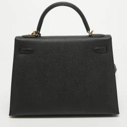 Hermes Black Epsom Leather Gold Hardware Kelly Sellier 32 Bag