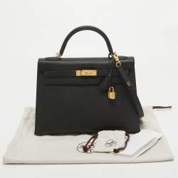 Hermes Black Epsom Leather Gold Hardware Kelly Sellier 32 Bag