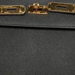 Hermes Black Epsom Leather Gold Hardware Kelly Sellier 32 Bag