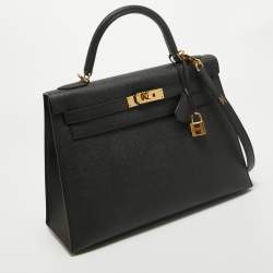 Hermes Black Epsom Leather Gold Hardware Kelly Sellier 32 Bag