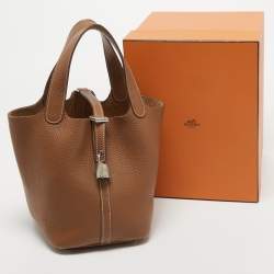 Hermes Gold Clemence Leather Picotin Lock 18 Bag