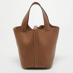 Hermes Gold Clemence Leather Picotin Lock 18 Bag