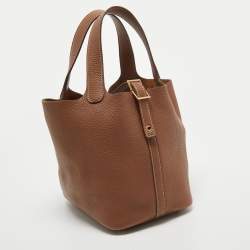 Pre Owned Hermes Gold Togo Leather Picotin Lock 18 Bag
