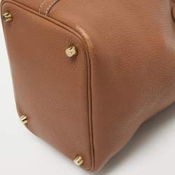 Pre Owned Hermes Gold Togo Leather Picotin Lock 18 Bag