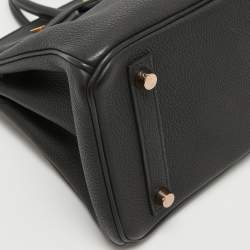 Hermes Black Togo Leather Rose Gold Finish Birkin 25 Bag