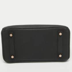 Hermes Black Togo Leather Rose Gold Finish Birkin 25 Bag