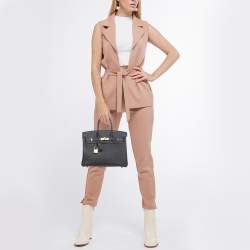 Hermes Black Togo Leather Rose Gold Finish Birkin 25 Bag