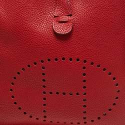 Pre Owned Hermès Rouge Casaque Taurillon Clemence Leather Evelyne III PM Bag