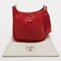Pre Owned Hermès Rouge Casaque Taurillon Clemence Leather Evelyne III PM Bag