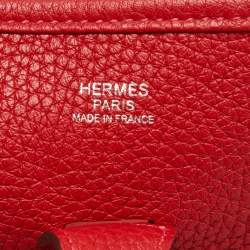 Pre Owned Hermès Rouge Casaque Taurillon Clemence Leather Evelyne III PM Bag