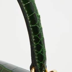 Hermes Vert Fonce Shine Crocodile Porosus Gold Finish Kelly Sellier 35 Bag