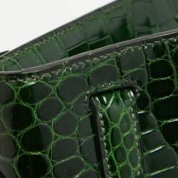 Hermes Vert Fonce Shine Crocodile Porosus Gold Finish Kelly Sellier 35 Bag