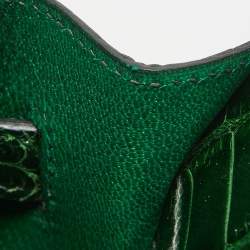 Hermes Vert Fonce Shine Crocodile Porosus Gold Finish Kelly Sellier 35 Bag