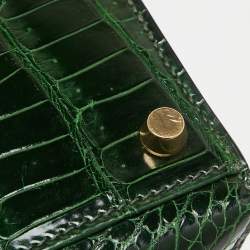 Hermes Vert Fonce Shine Crocodile Porosus Gold Finish Kelly Sellier 35 Bag