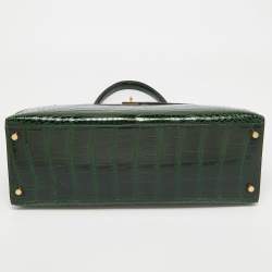 Hermes Vert Fonce Shine Crocodile Porosus Gold Finish Kelly Sellier 35 Bag