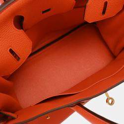 HERMES Birkin 30 Orange Poppy T-engraved (circa 2015) Women's Taurillon Clemence Handbag