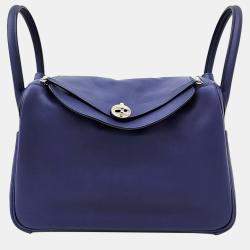 Pre Owned Hermes Purple Leather Lindy 30 Bag