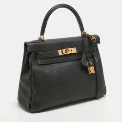 Pre Owned Hermes Noir Togo Leather Gold Finish Kelly Retourne 28 Bag