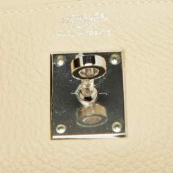 Hermes Parchemin Taurillon Clemence Leather Palladium Finish Kelly Retourne 35 Bag