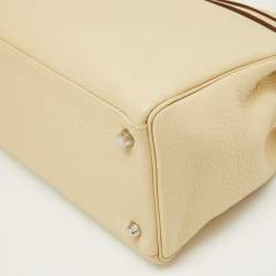 Hermes Parchemin Taurillon Clemence Leather Palladium Finish Kelly Retourne 35 Bag