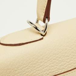 Hermes Parchemin Taurillon Clemence Leather Palladium Finish Kelly Retourne 35 Bag