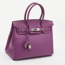 Hermes Cyclamen Chevre Leather Palladium Finish Birkin 30 Bag