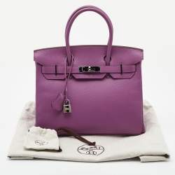 Hermes Cyclamen Chevre Leather Palladium Finish Birkin 30 Bag