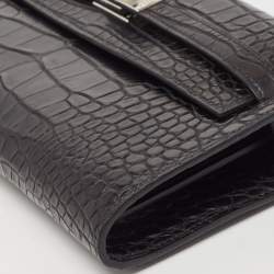 Hermès Noir Matte Alligator Mississippiensis Kelly To Go Wallet