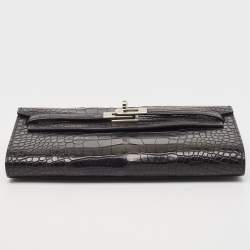 Hermès Noir Matte Alligator Mississippiensis Kelly To Go Wallet