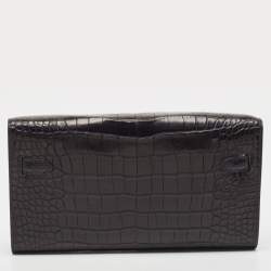 Hermès Noir Matte Alligator Mississippiensis Kelly To Go Wallet