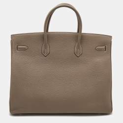 Hermes Etoupe Togo Leather Palladium Finish Birkin 40 Bag