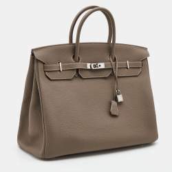 Hermes Etoupe Togo Leather Palladium Finish Birkin 40 Bag