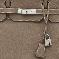 Hermes Etoupe Togo Leather Palladium Finish Birkin 40 Bag