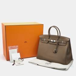 Hermes Etoupe Togo Leather Palladium Finish Birkin 40 Bag