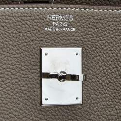 Hermes Etoupe Togo Leather Palladium Finish Birkin 40 Bag