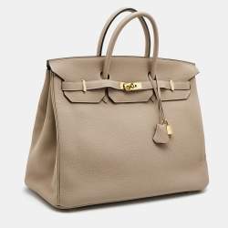 Hermès Gris Tourterelle Togo Leather Gold Finish Birkin 40 Bag