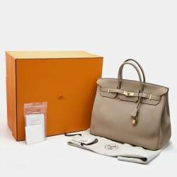 Hermès Gris Tourterelle Togo Leather Gold Finish Birkin 40 Bag