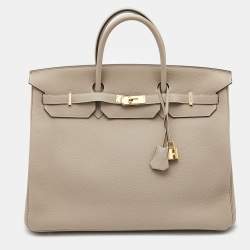 Hermès Gris Tourterelle Togo Leather Gold Finish Birkin 40 Bag