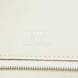 Hermes Blanc/Gris Swift Leather Palladium Finish Ghillies Birkin 35 Bag 