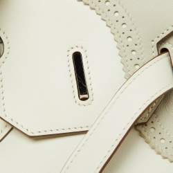 Hermes Blanc/Gris Swift Leather Palladium Finish Ghillies Birkin 35 Bag 