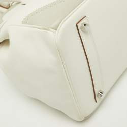 Hermes Blanc/Gris Swift Leather Palladium Finish Ghillies Birkin 35 Bag 